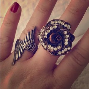 Wing Flower Bling Statement Ring set.
